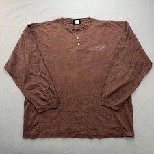 Harley Davidson Henley Shirt Mens XXL Brown Long Sleeve Graphic USA Made