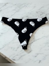 Spooky Ghost Underwear Panties Size XL Black White Halloween Cheeky