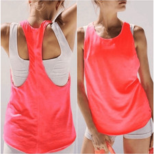 Free People FP Movement Exhale Tank Neon Orange Racerback Active Top S NWOT