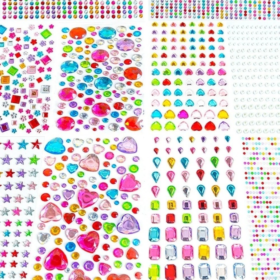 Crystal Syickers 3D Rhinestone Rhinestone Stickers Various Patterns Colorful Acrylic ...