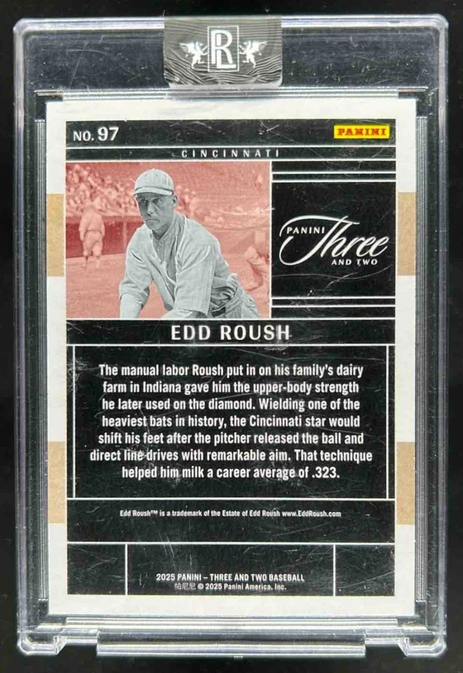 2025 Panini Three and Two Edd Roush #/99 Reds - Image 2 of 2