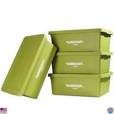 4 Pack Stackable Green Storage Boxes with Lids for Organizing Home & Office