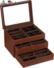 AUTOARK Leather Velvet Clear Lid 24 Piece Eyeglasses Storage and Sunglass Glas