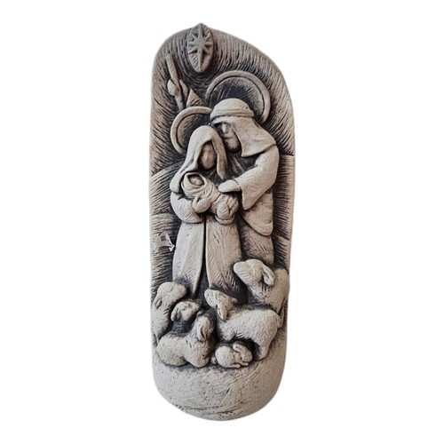 Carruth Studio Krippe Skulptur Stein Wandbild Sternennacht Weihnachten Lämmer