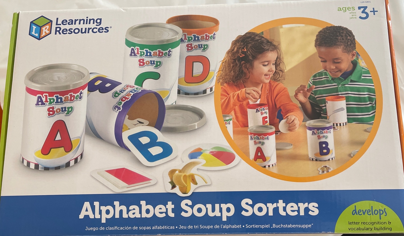 Learning Resources Alphabet Soup Sorters, 26 Cans/Photos/Letters