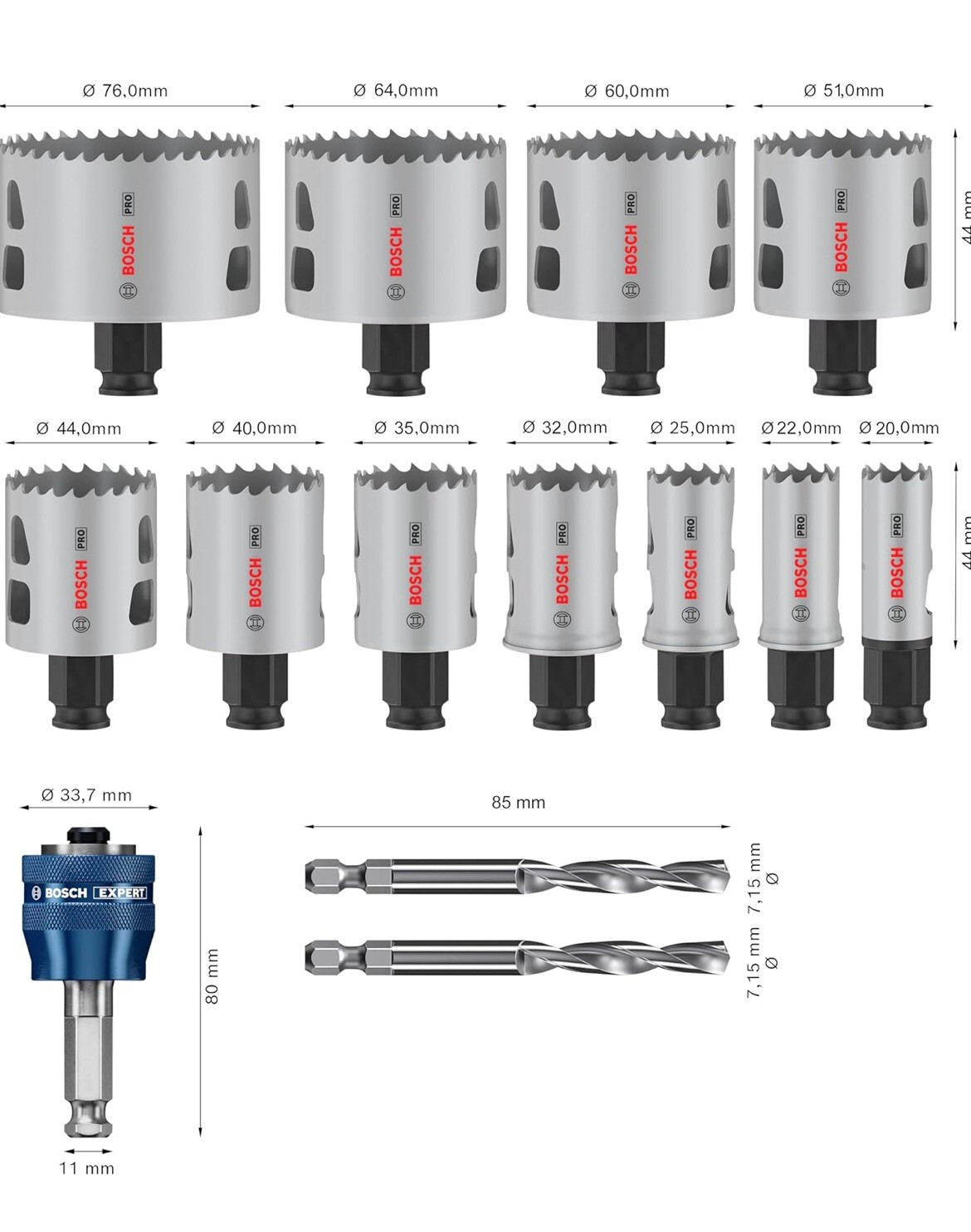 Bosch 14x Coffret de scies trepans pour encastrer vos boitiers electriques - 2