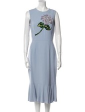 Dolce&Gabbana Hydrangea Embellished Blue Midi Dress Size IT 44