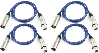 4x 1 m Mikrofonkabel Adam Hall K3 MMF 0100 BLAU XLR m/f 3 pol DMX Mikrofon Kabel