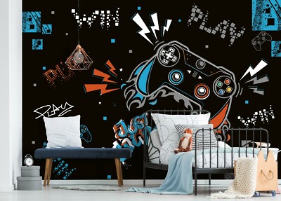 GAMER Photo Wallpaper Gaming Boys Teen Room Player Non-Woven  Fast Shipping 