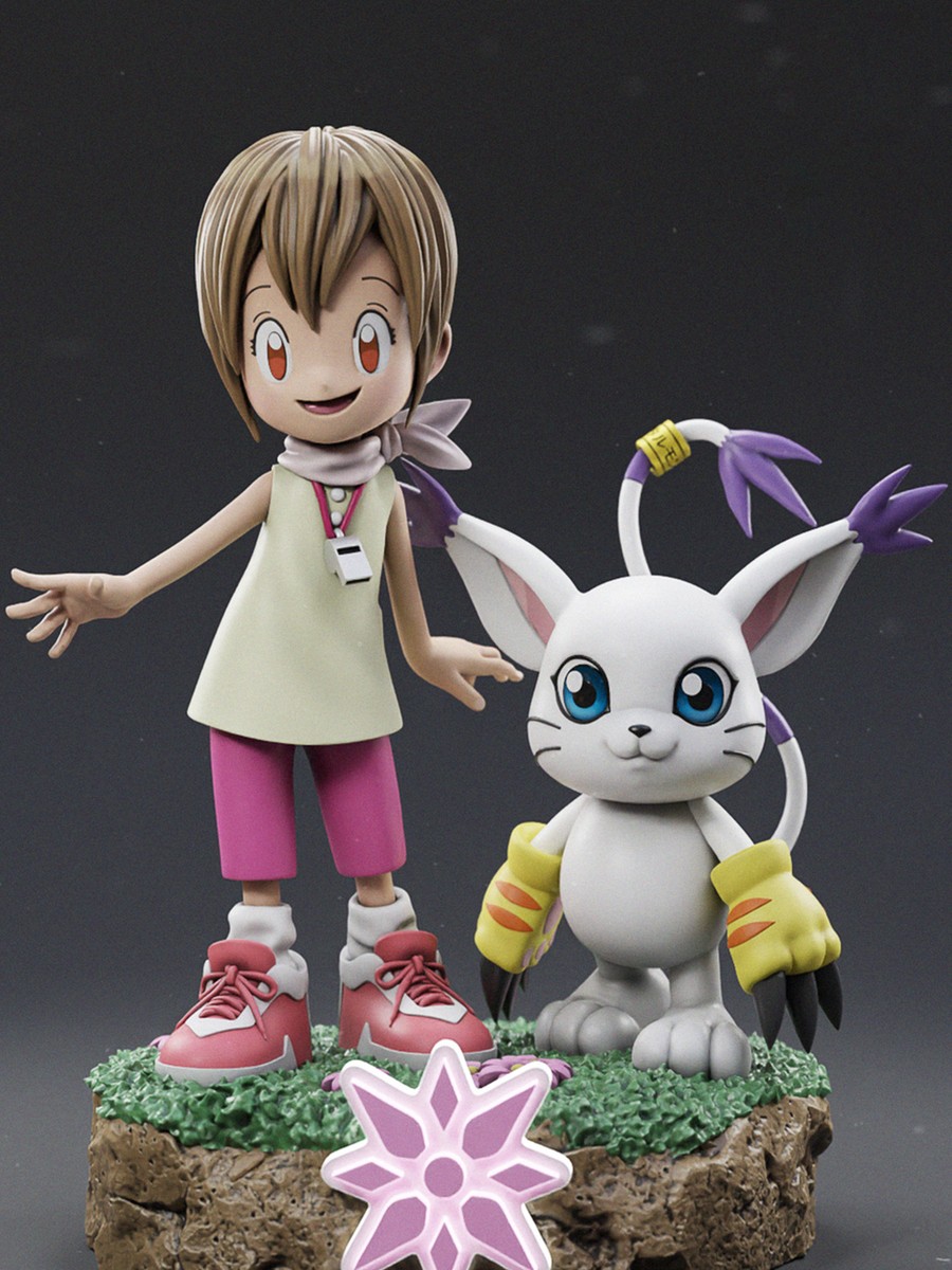 Kari出品 Unpainted Digimon Kari Kamiya Hikari+ Tailmon Resin GARAGE KIT In