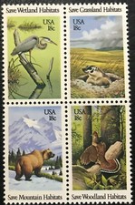 1981 Scott# 1921-1924 - 18¢ - Block of 4 - WILDLIFE HABITATS - Mint NH 