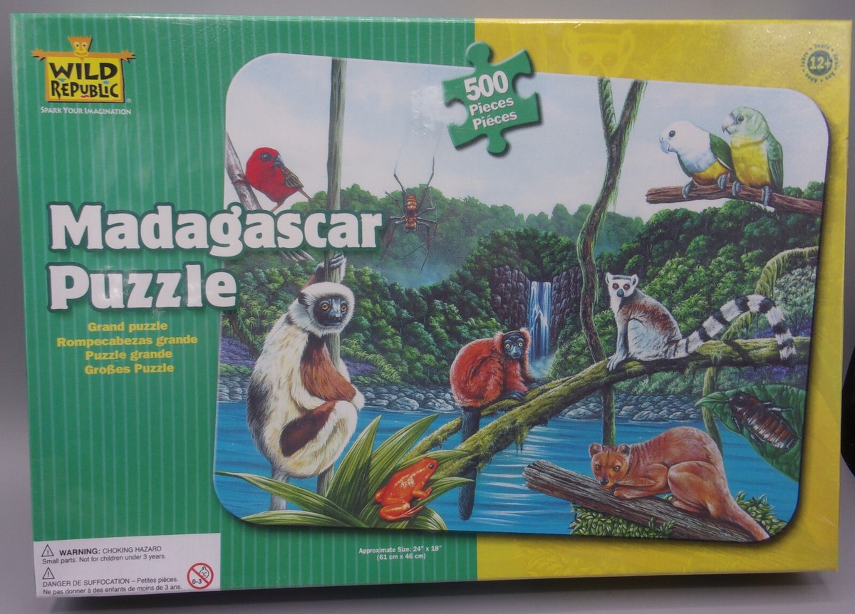 Wild Republic MADAGASCAR Puzzle 500pc Monkey Animals Trees Spider