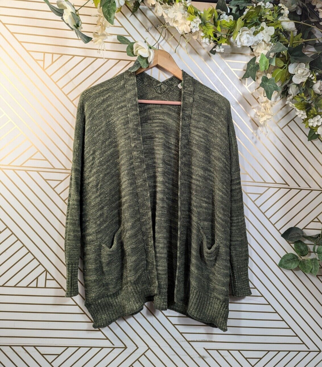 ANTHROPOLOGIE Green Slouchy Open Front Marled Grandpa Cardigan