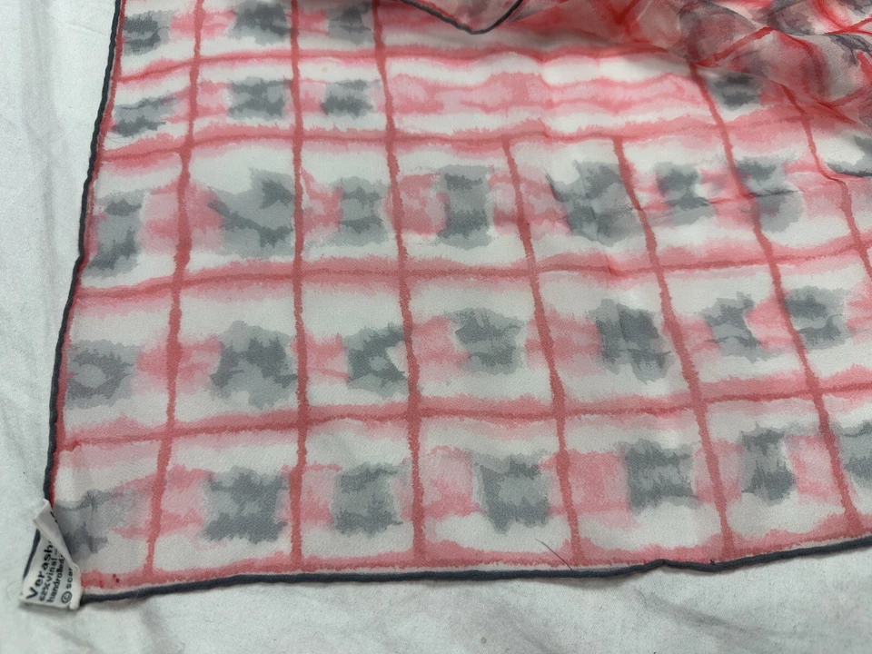 Vtg 60s 70s Vera Sheer Scarf Neumann Silk Nylon Colorful Bright Groovy Mod Red - Image 4 of 4