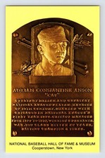 Postcard Baseball Cap Anson Hall Fame Plaque 1990s Unposted Chrome