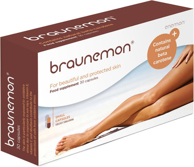 Braunemon Bräunungskapseln   Beta Carotin & Vitamine   30 Selbstbräuner-Kapseln.