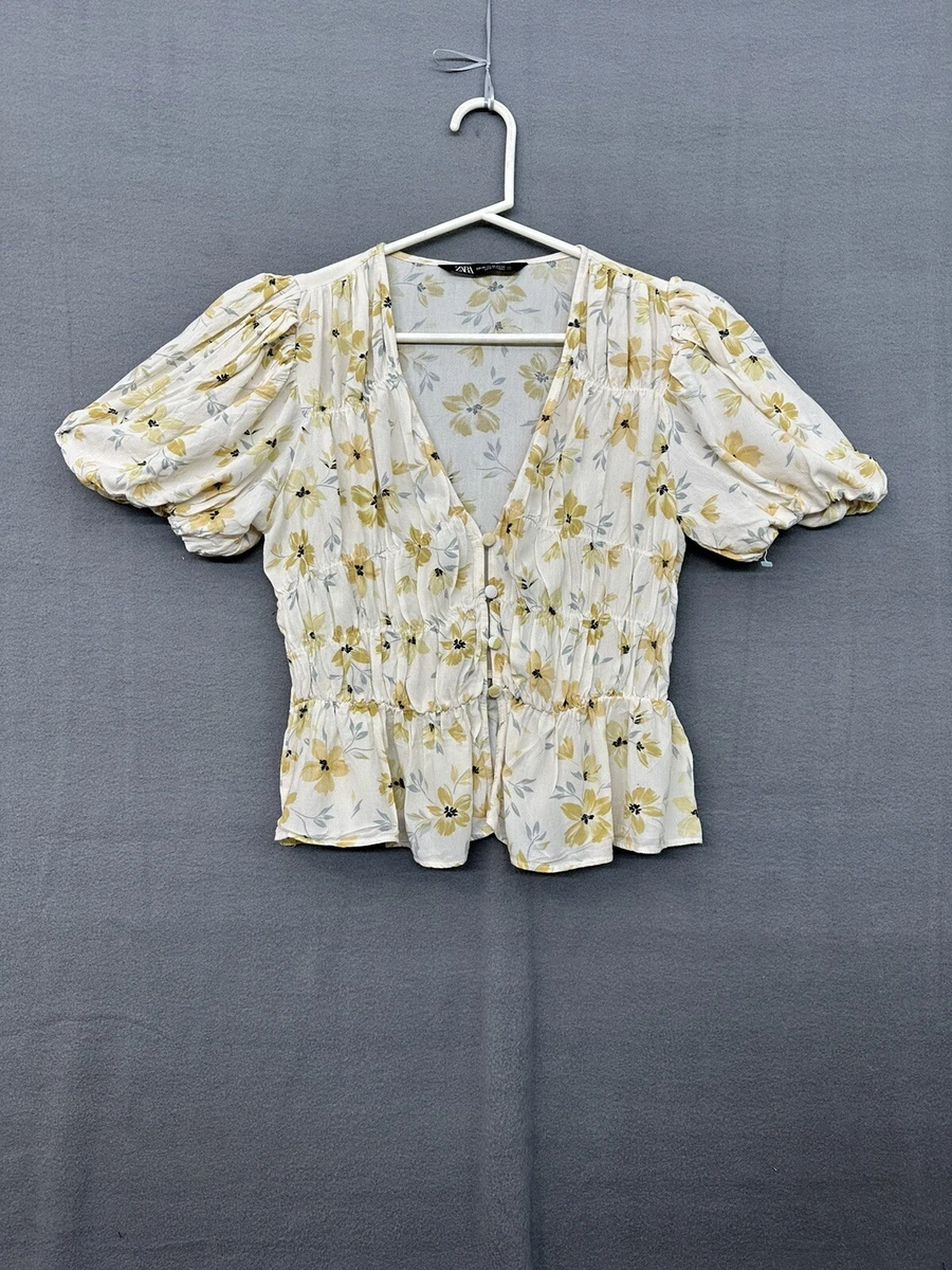 zara yellow floral blouse