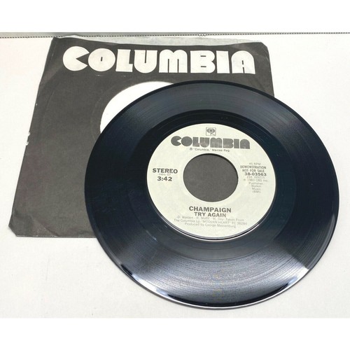 Champaign Try Again 45 Funk Soul Rock Promo VG+ 1983 Columbia 38-03563 - Imagen 4 de 4