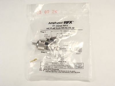 Lot of 2 31-2242-RFX Amphenol TNC Straight Crimp Plug Coaxial Connector NOS