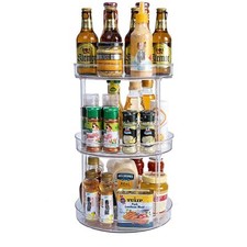 3-Tier Clear Acrylic Lazy Susan Turntable Organizer Kitchen Pantry Storage Tray