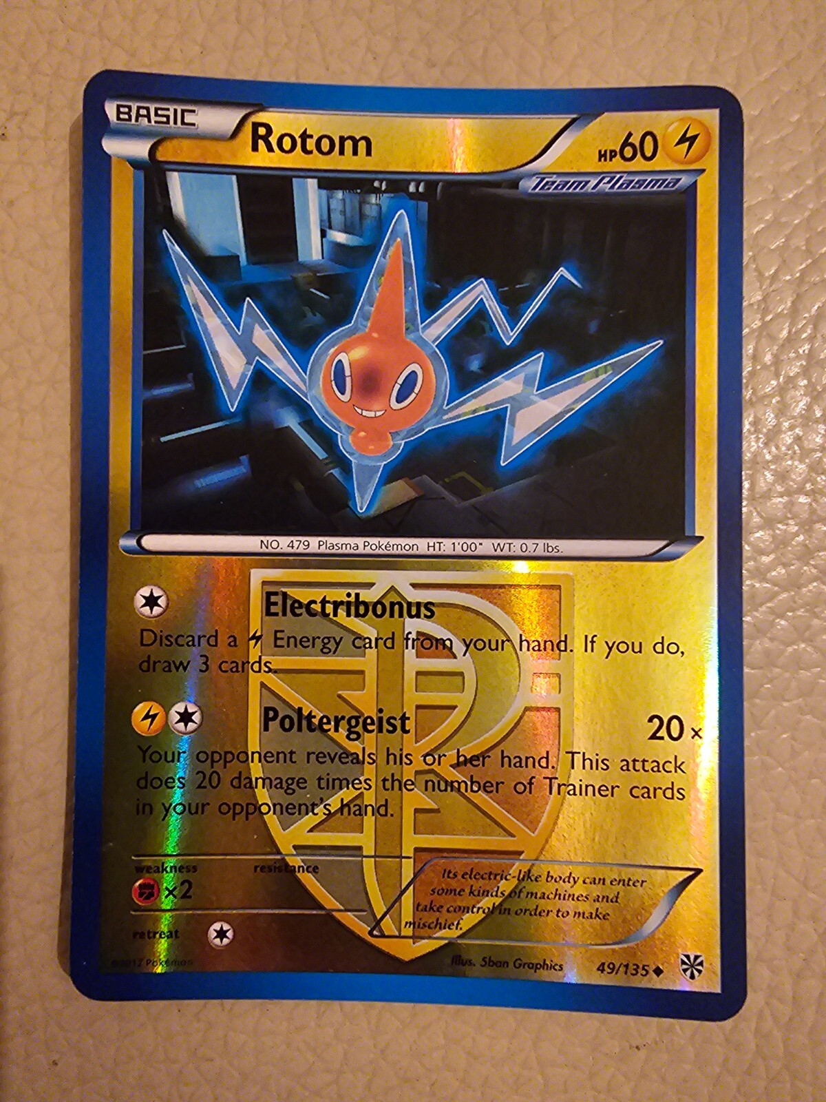 Rotom (Team Plasma) 49/135 Plasma Storm (REVERSE HOLO) - Pokémon TCG
