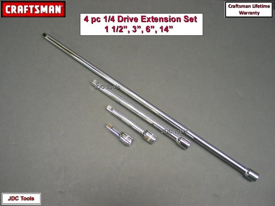 CRAFTSMAN TOOLS 5 pc 1/4 drive ratchet wrench socket extension set 4 - Image 2 of 4