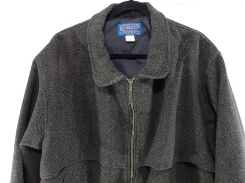 Pendleton Men's Virgin Wool Coat Herringbone Zipper Front Size XL Brown Black - Picture 4 of 10