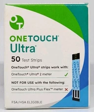 One Touch Ultra Diabetic Blood Glucose Test Strips 50 Count New 10/31/2025