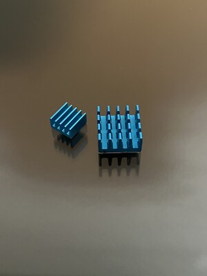 Blue Anodized Heatsinks for Raspberry Pi zero, 2,3,4 Model B, A+ or B+ (Plus)