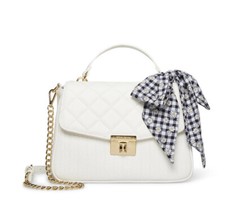 Betsey Johnson Woven Pu Scarf Satchel white Bag B000106