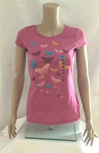 SELF ESTEEM Y2K T Shirt JR Size MED Fuchsia Butterfly Butterflies Cotton NOS