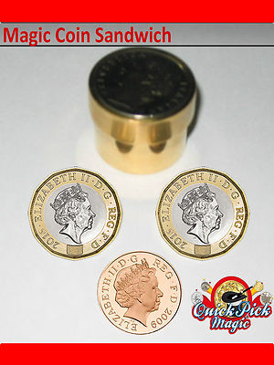 New Magic Copper Coin Sandwich £1 - 1p Münze Magic Magnetic New Pound Zaubertrick