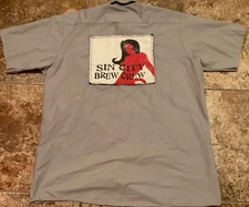 RED CAP WORK SHORT GRAY XL CUSTOM EMBROIDERED BREWERY THEME PREOWNED