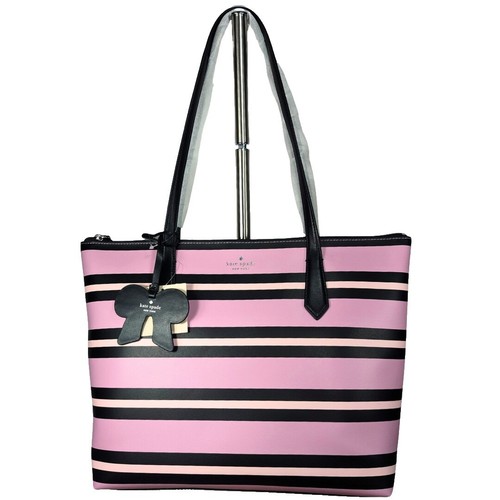 kate spade Striped Mini Backpack in Navy, Black & Pale Pink Kate Spade New York Black White Stripe Mini Backpack Nylon  main image 4