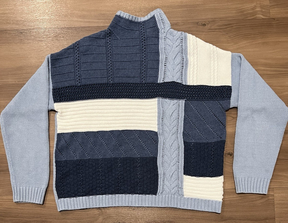 CHAPS Patchwork Sweater Women's Size Large Mock N… - image 1