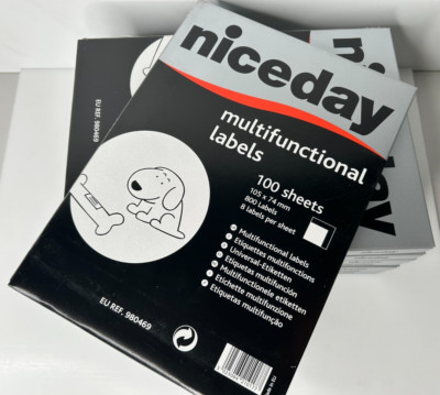 niceday, Etikettenlabel, 800 Stk. 105x74mm, 8 label pro Blatt, 100 Blatt, 980469