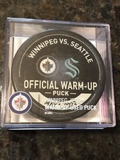 SEATTLE KRAKEN AT Winnipeg Jets USED Warm-Up Puck 5/1/2022