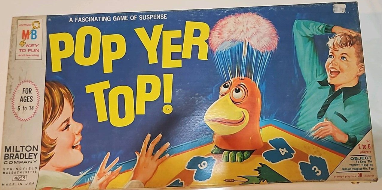 Vintage 1968 Milton Bradley Pop Yer Top! Board Game 4855 Bird Discs Complete 