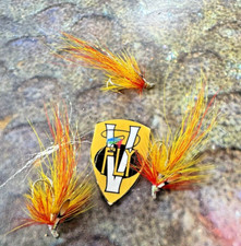 3 V Fly Size 12 Ultimate Signature Yellow Flamethrower Double Salmon Flies