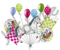 11pc White Charming Horse Balloon Bouquet Decor Happy Birthday Playing Pony Girl 11pc White Charming Horse Balloon Bouquet Decor Happy Birthday Playing Pony Girl
