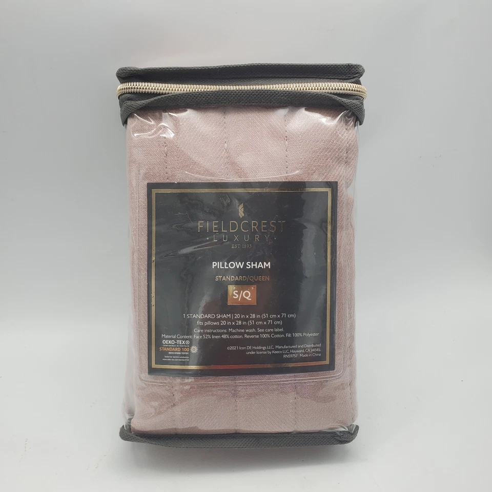 1 Funda de Almohada Fieldcrest Lujo Estándar Queen Falsa Rosa Polvorienta Nueva Foto 2 de 4