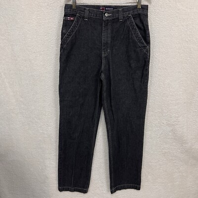 Vintage Bugle Boy Carpenter Jeans Mens 33X35 Black Denim Cargo Dark Wash  Y2K