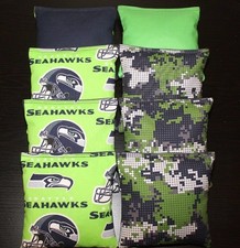 ALL WEATHER made w Seattle SEAHAWKS Fabric 8 ACA Reg CORNHOLE BAGS