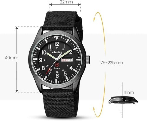 Infanterie Militäruhren für Herren, Herren Feld Armbanduhr für taktische Outdoor - Bild 4 von 7