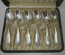 Antique  C. 1900 Gorham Tipt Spoon Set of 6 "Martha" in Orig Box Heavy 160 grams
