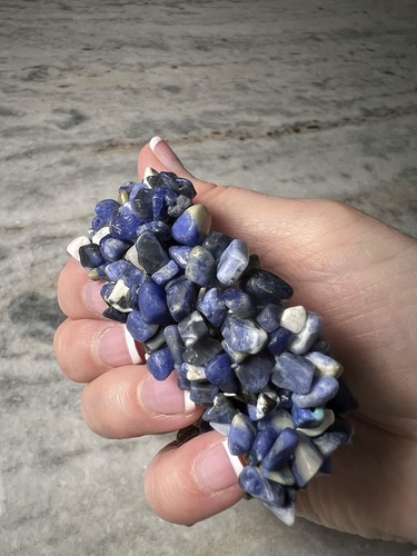 Artisan Made Natural Sodalite Stretch Bracelet, Sterling Silver/Agate - Picture 3 of 7
