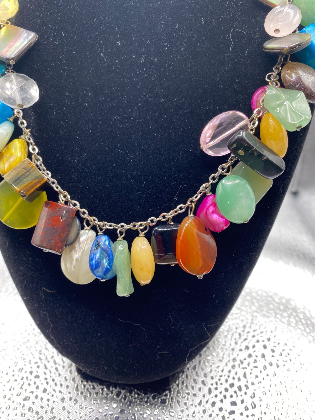 Multi-colored shell and stone necklace - image 5