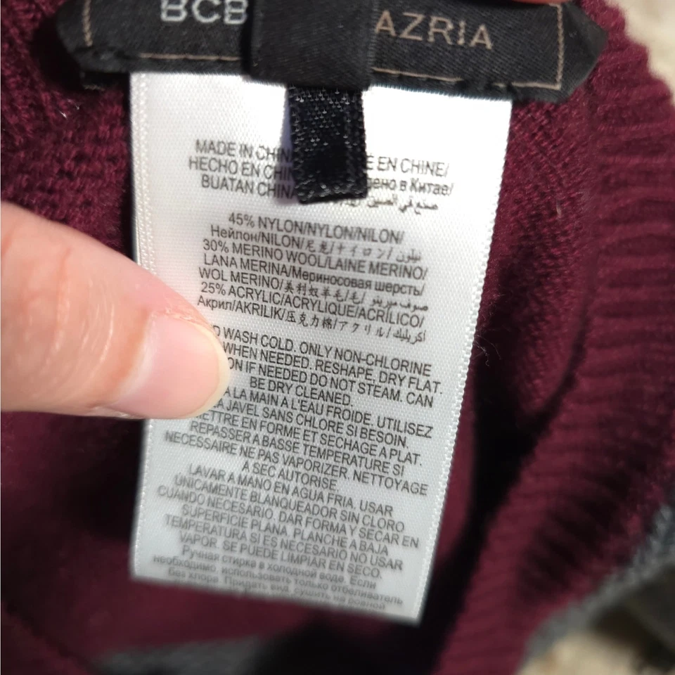 Suéter BCBG Maxazira Gris/Marate Bloque de Color Mujer Talla L Mezcla de Lana Merino Foto 4 de 4