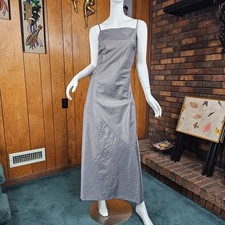 Vtg 90s Whimsigoth Metallic Gunmetal Supermodel Grunge Slip Maxi Dress Gown M/L