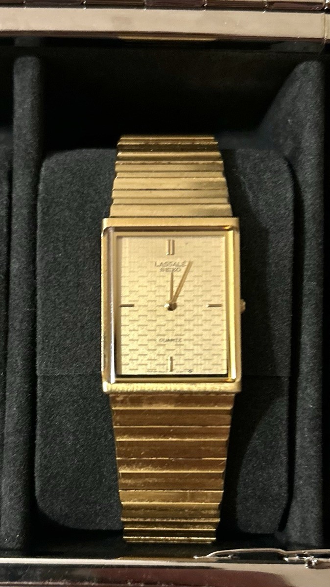 Vintage Seiko Lasalle Mens Watch, Gold Tone Ultra Thin, Model 8420
